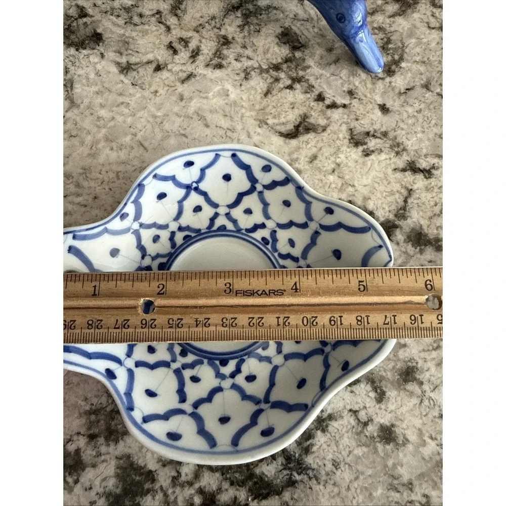 Unique Blue And White Sugar/Creamer Set With Duck Shaped Spoon